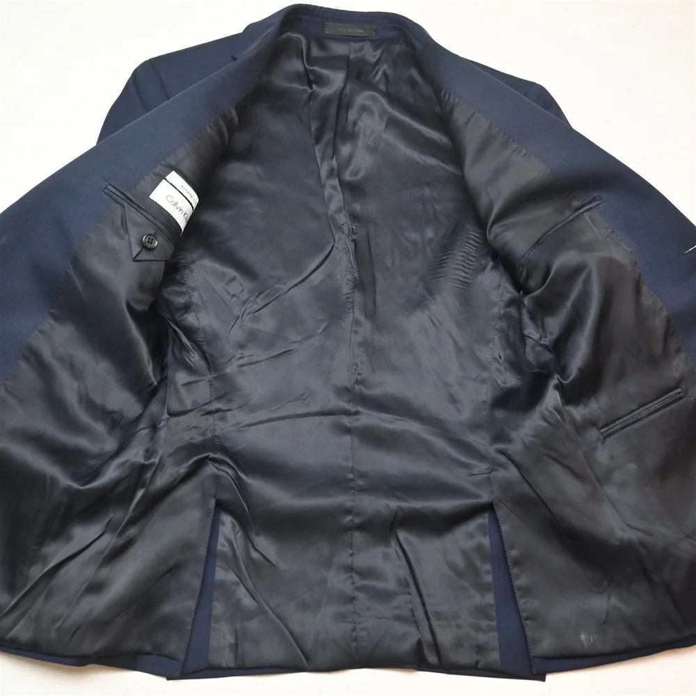 Calvin Klein 36S 28x32 Navy Blue Extreme Slim 100% Wool Mens Jacket Pants Tuxedo